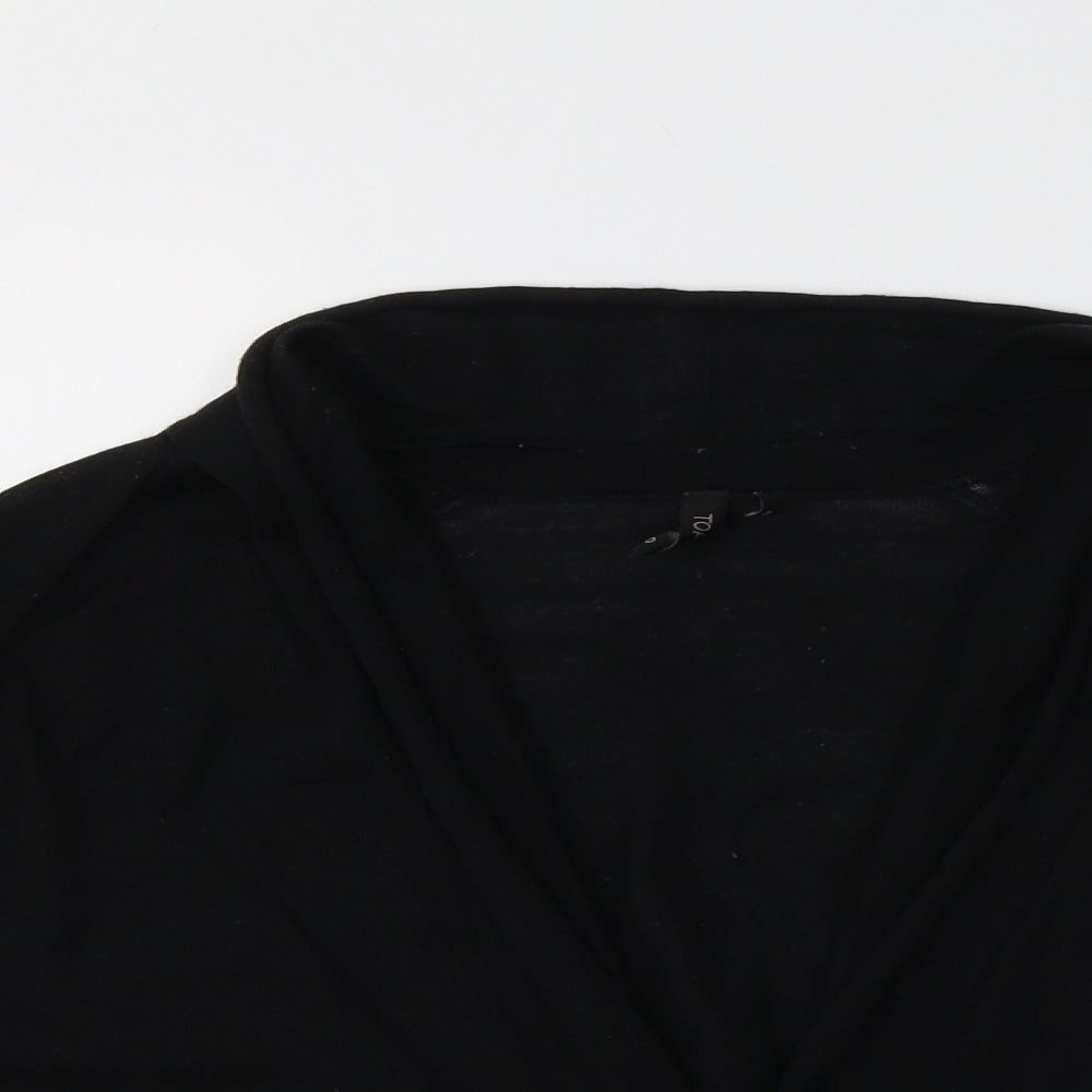 Topshop Womens Black V-Neck  Acrylic Shrug Jumper Size 8