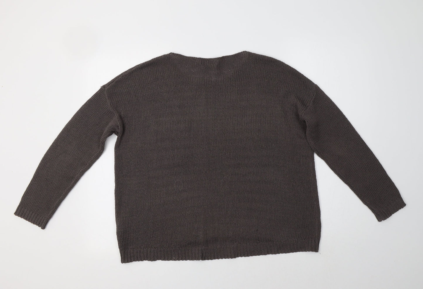 H&M Womens Grey Crew Neck  Acrylic Pullover Jumper Size S