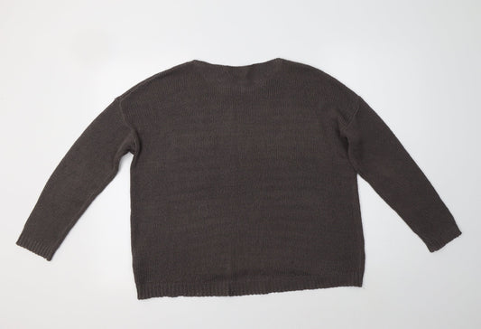 H&M Womens Grey Crew Neck  Acrylic Pullover Jumper Size S