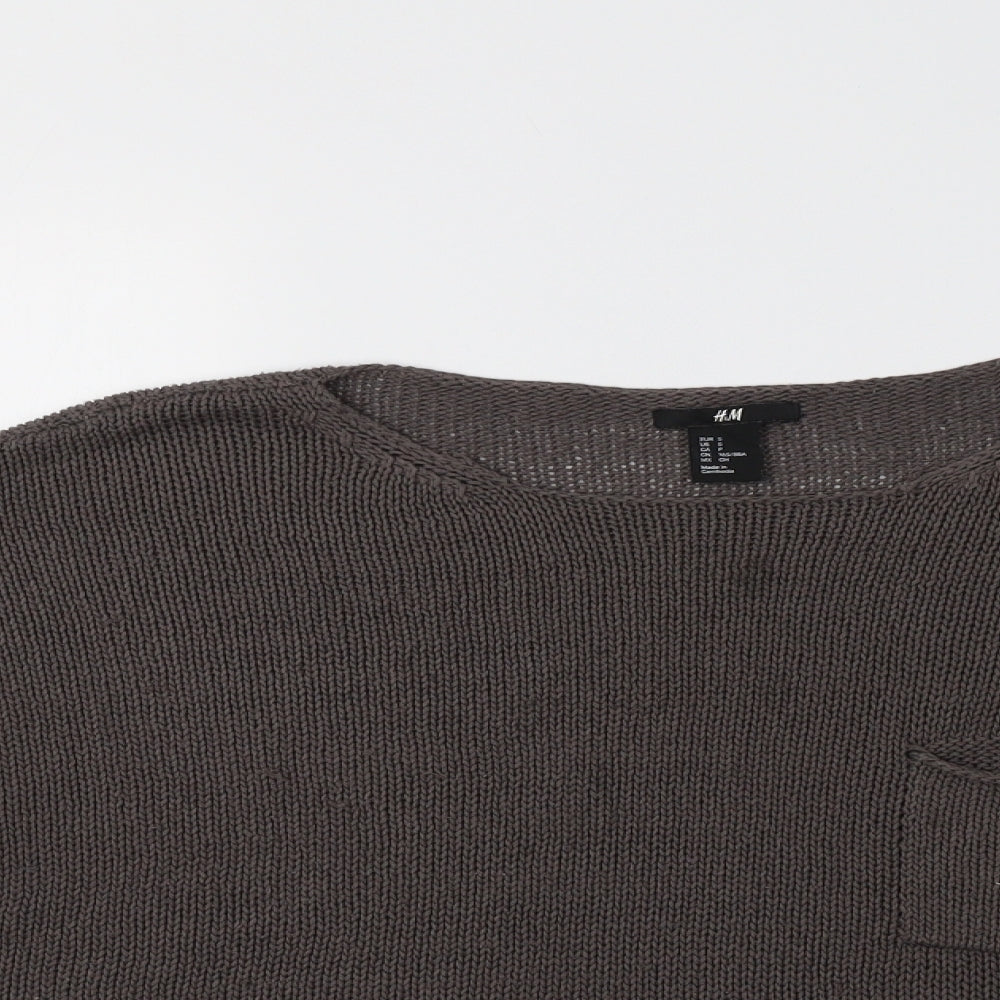 H&M Womens Grey Crew Neck  Acrylic Pullover Jumper Size S