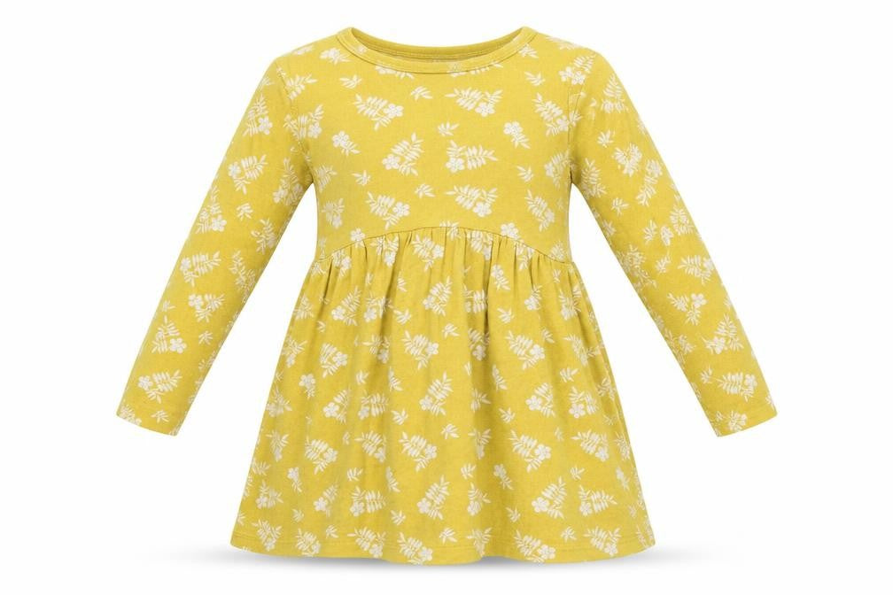 John Lewis Girls Orange Floral Viscose A-Line  Size 3 Years  Round Neck