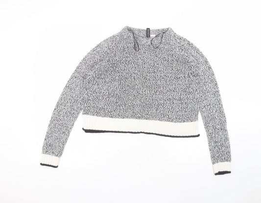 H&M Womens Grey Round Neck  Acrylic Pullover Jumper Size S