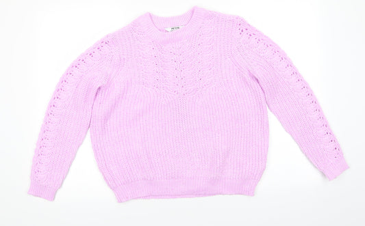 Dorothy Perkins Womens Pink Round Neck  Polyester Pullover Jumper Size 10   - Open Knit Sections Soft Texture