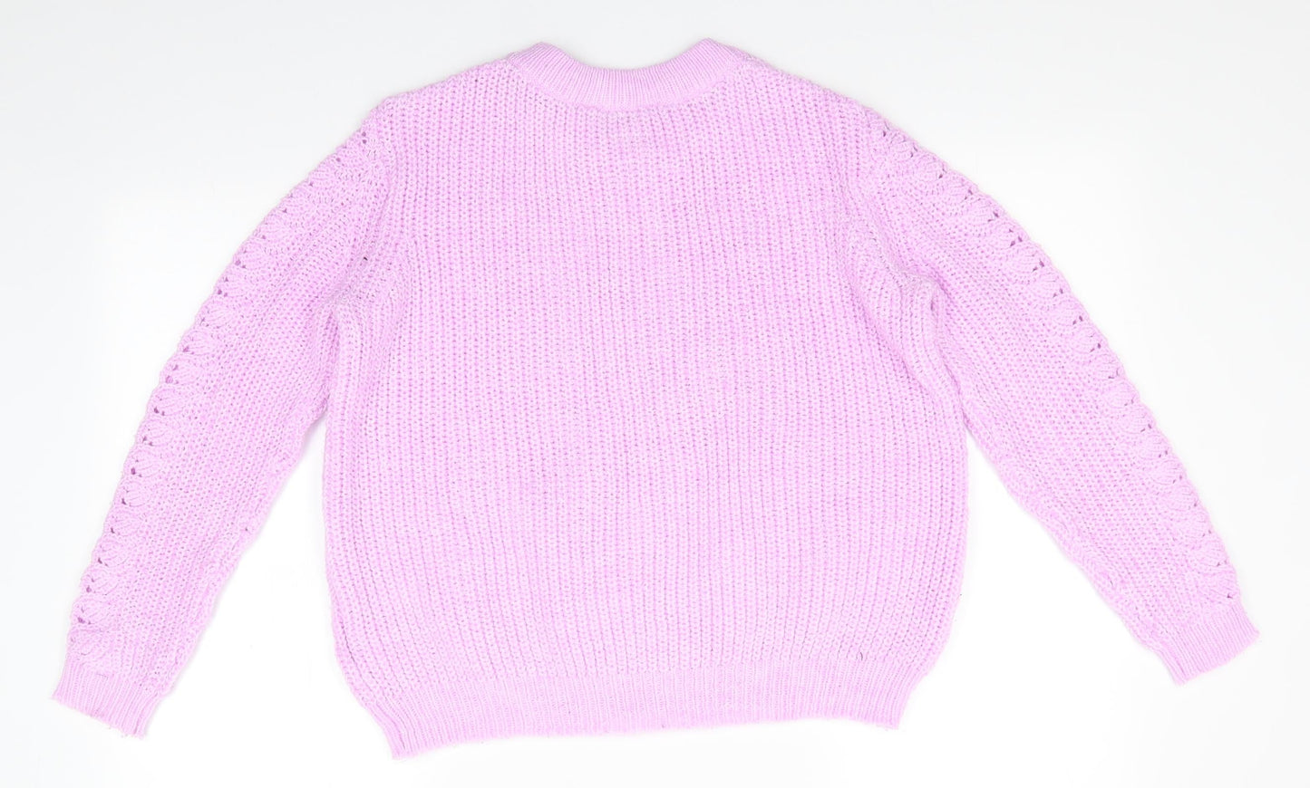 Dorothy Perkins Womens Pink Round Neck  Polyester Pullover Jumper Size 10   - Open Knit Sections Soft Texture