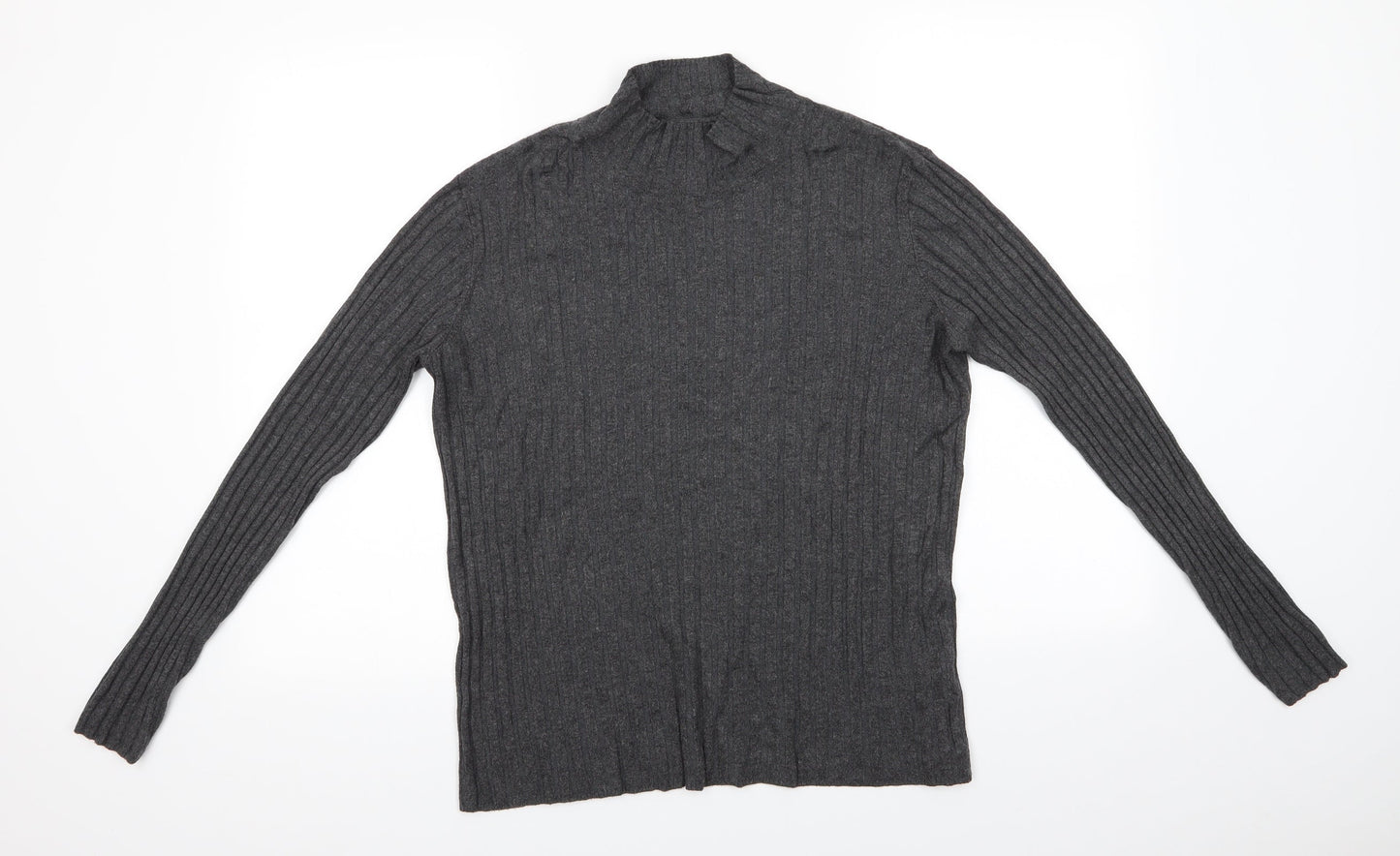 Papaya Womens Grey High Neck  Viscose Pullover Jumper Size 14   - Self Colour stripe