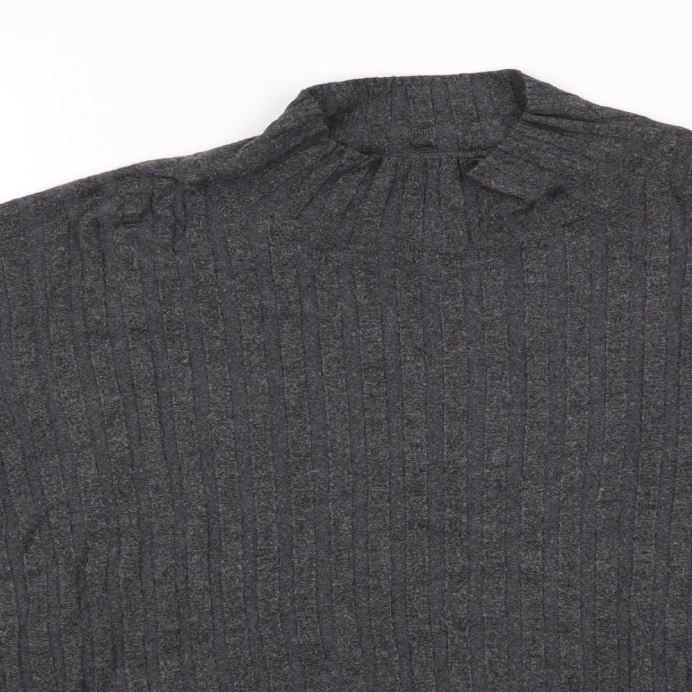 Papaya Womens Grey High Neck  Viscose Pullover Jumper Size 14   - Self Colour stripe