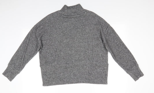 Florence and Fred Womens Grey High Neck  Polyester Pullover Jumper Size 10   - Fluffy texture Large buttons to side hems