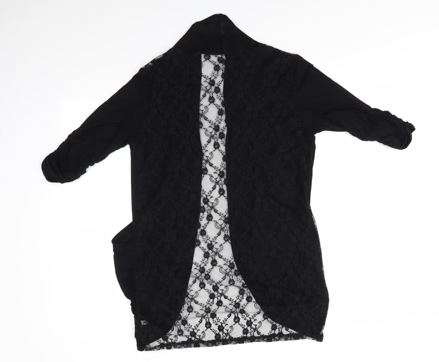 Nella Fantasia Womens Black V-Neck  Rayon Cardigan Jumper    - Lace Back