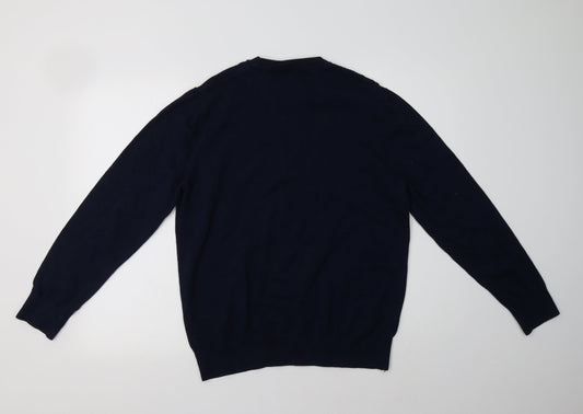 NEXT Mens Blue Crew Neck  Cotton Pullover Jumper Size L