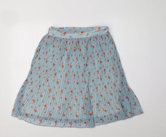 Eucalyptus Womens Blue Floral Polyester A-Line Skirt Size S