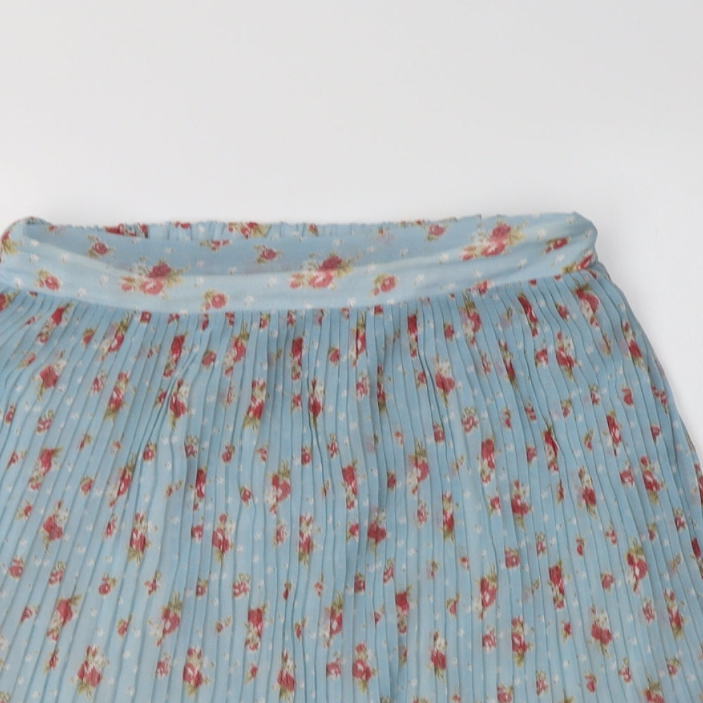 Eucalyptus Womens Blue Floral Polyester A-Line Skirt Size S