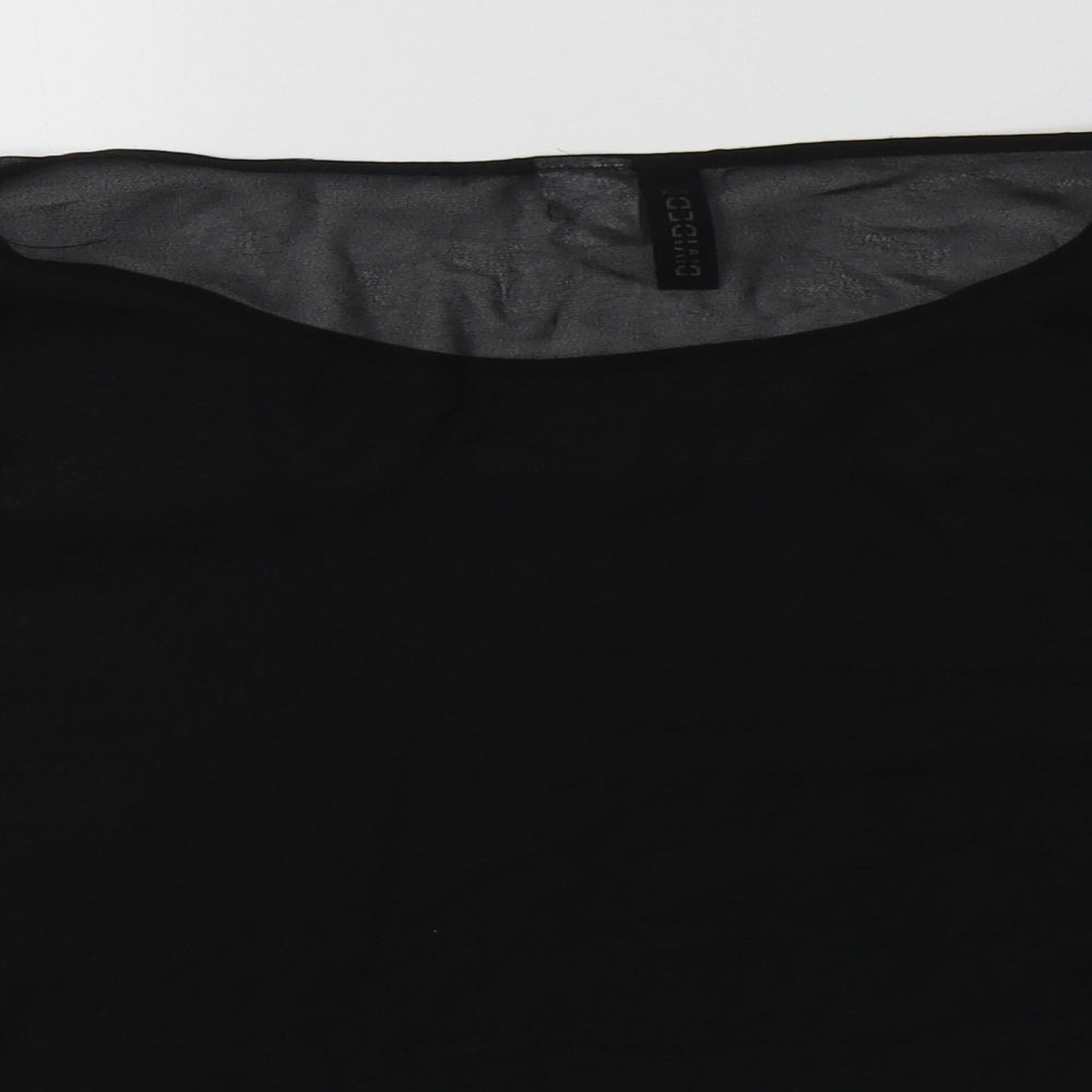 H&M Womens Black  Polyester Cropped Blouse Size 8 Round Neck