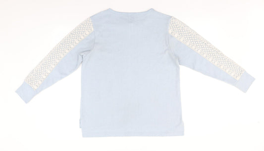 Flora Nikrooz Womens Blue Round Neck  Cotton Pullover Jumper Size S