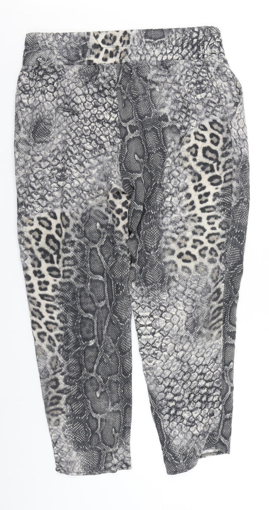 Dorothy Perkins Womens Grey Animal Print Polyester Trousers  Size 14 L26 in Regular