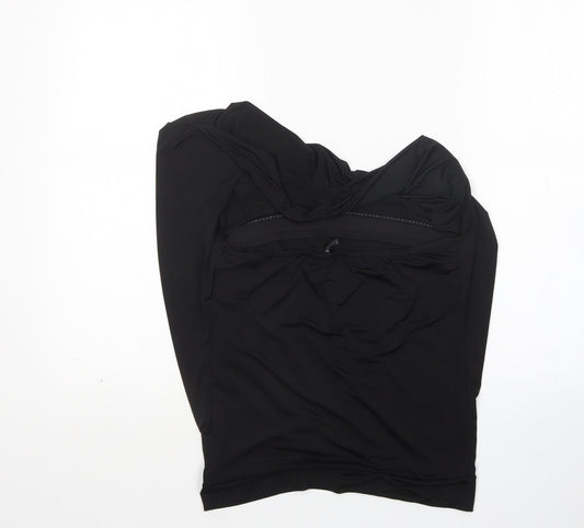 Amisu Womens Black  Polyester Basic Blouse Size M Round Neck