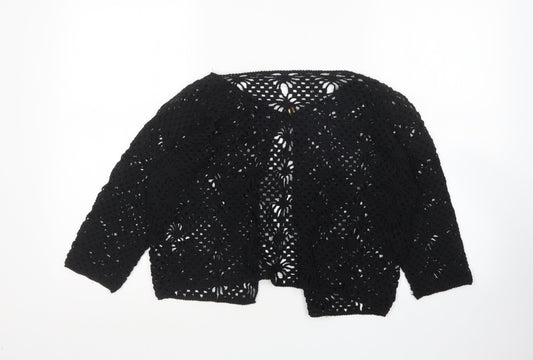 B&W Womens Black Round Neck  Acrylic Cardigan Jumper Size M