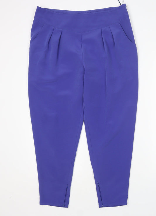 Jane Norman Womens Blue  Polyester Trousers  Size 14 L26 in Regular