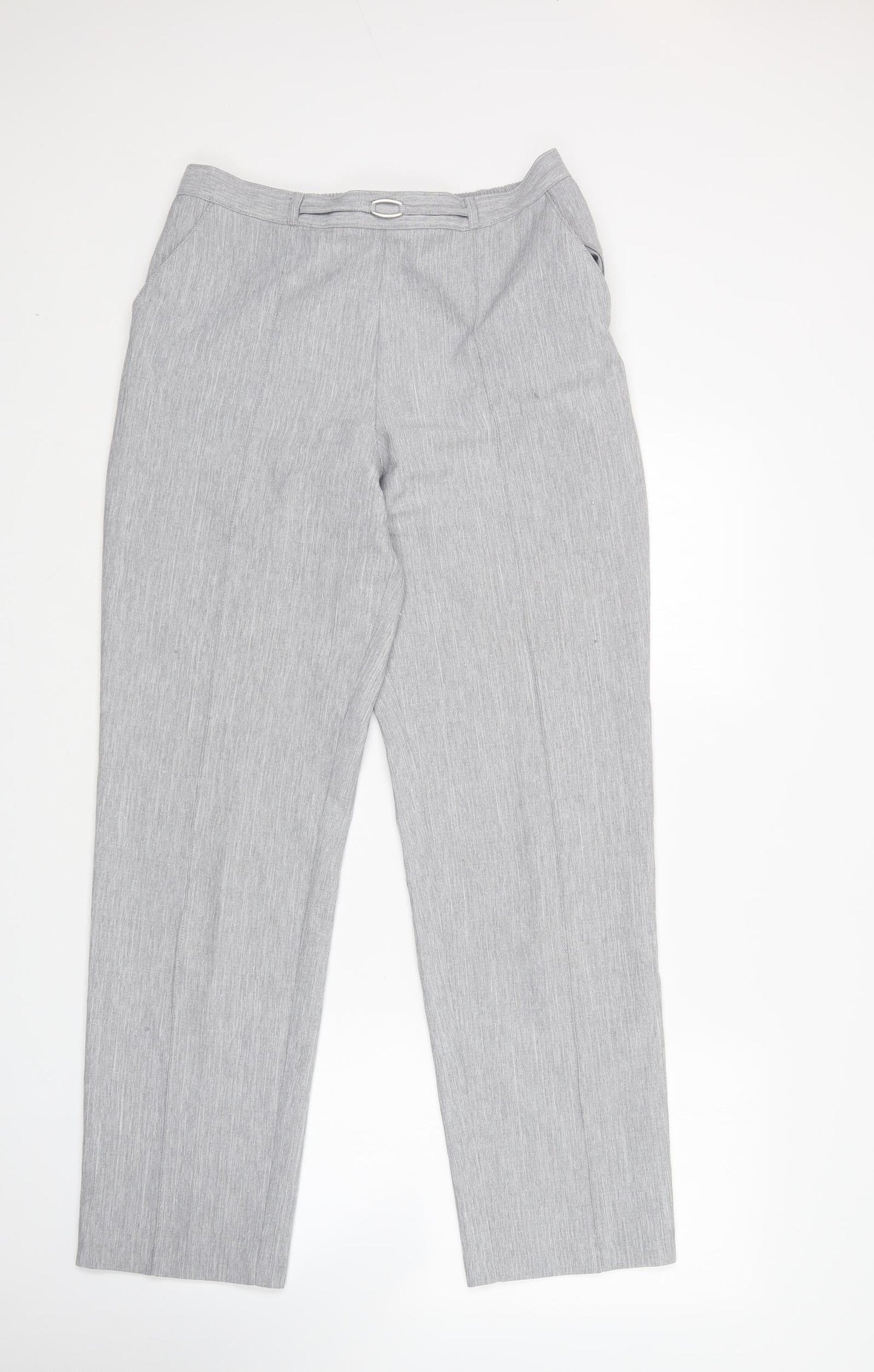 M&S Womens Grey  Polyester Trousers  Size 12 L32 in Regular