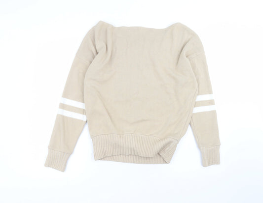 MISSAP Womens Beige Roll Neck  Acrylic Pullover Jumper Size M