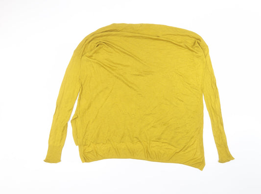 H&M Womens Yellow  Acrylic Basic T-Shirt Size S Round Neck