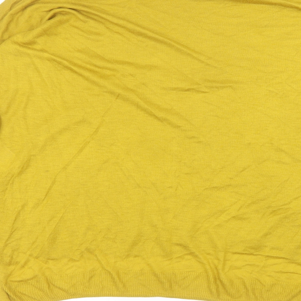 H&M Womens Yellow  Acrylic Basic T-Shirt Size S Round Neck