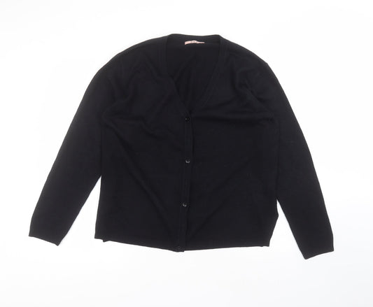 E&D Womens Black V-Neck  Acrylic Cardigan Jumper Size M