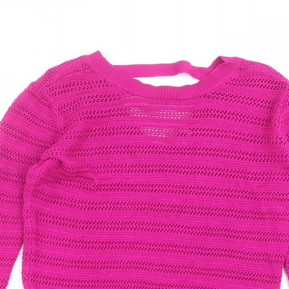 Warehouse Womens Purple Round Neck  Acrylic Pullover Jumper Size 10