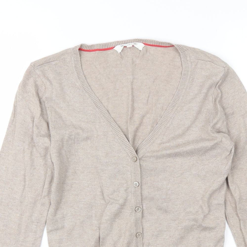 Clockhouse Womens Beige V-Neck  Cotton Cardigan Jumper Size L