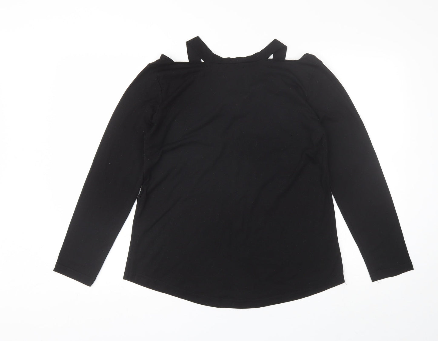 Preworn Womens Black  Cotton Basic Blouse Size XL V-Neck
