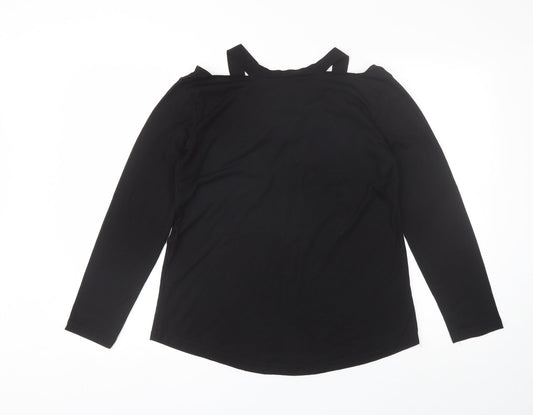 Preworn Womens Black  Cotton Basic Blouse Size XL V-Neck