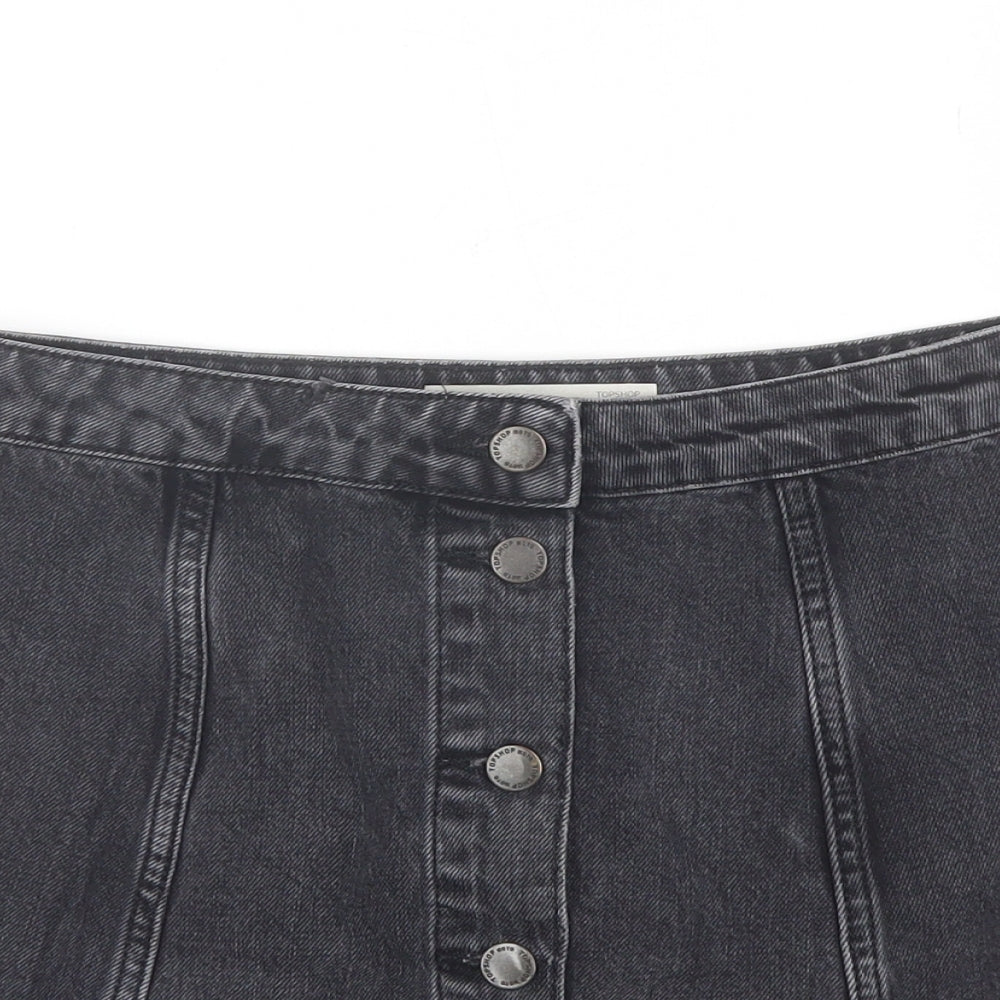 Topshop Womens Black  Cotton Mini Skirt Size 28 in