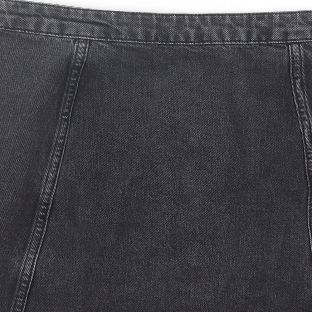 Topshop Womens Black  Cotton Mini Skirt Size 28 in