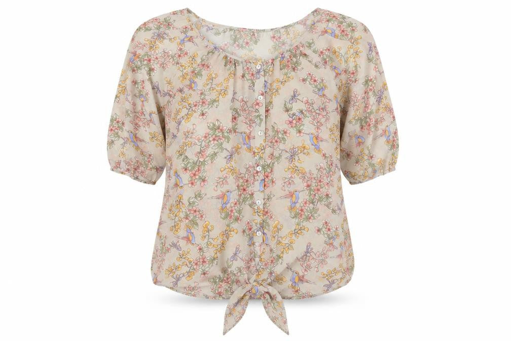 Wallis Womens Beige Floral Polyester Basic Blouse Size S Round Neck