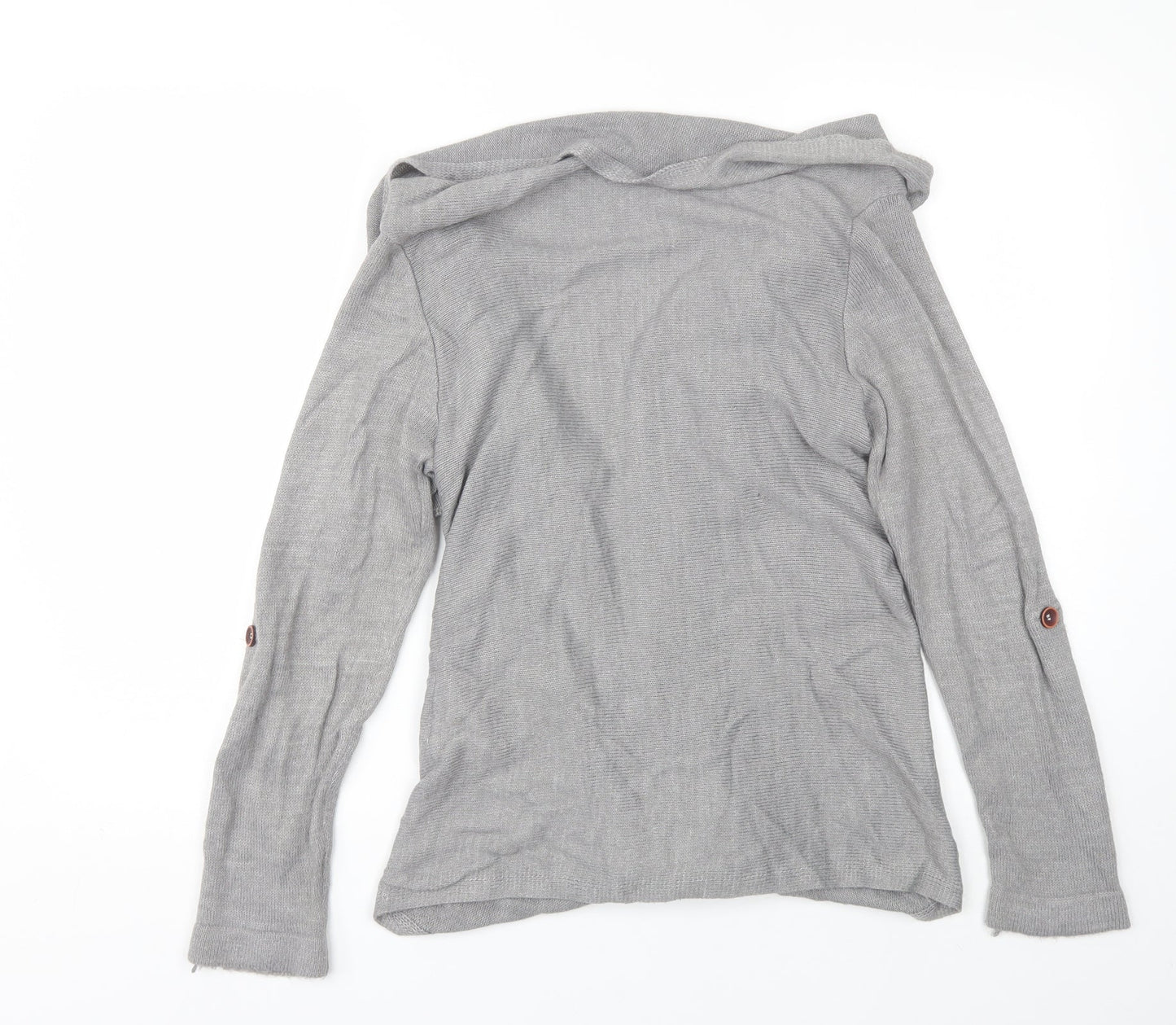 Object Womens Grey Collared  Acrylic Cardigan Jumper Size M
