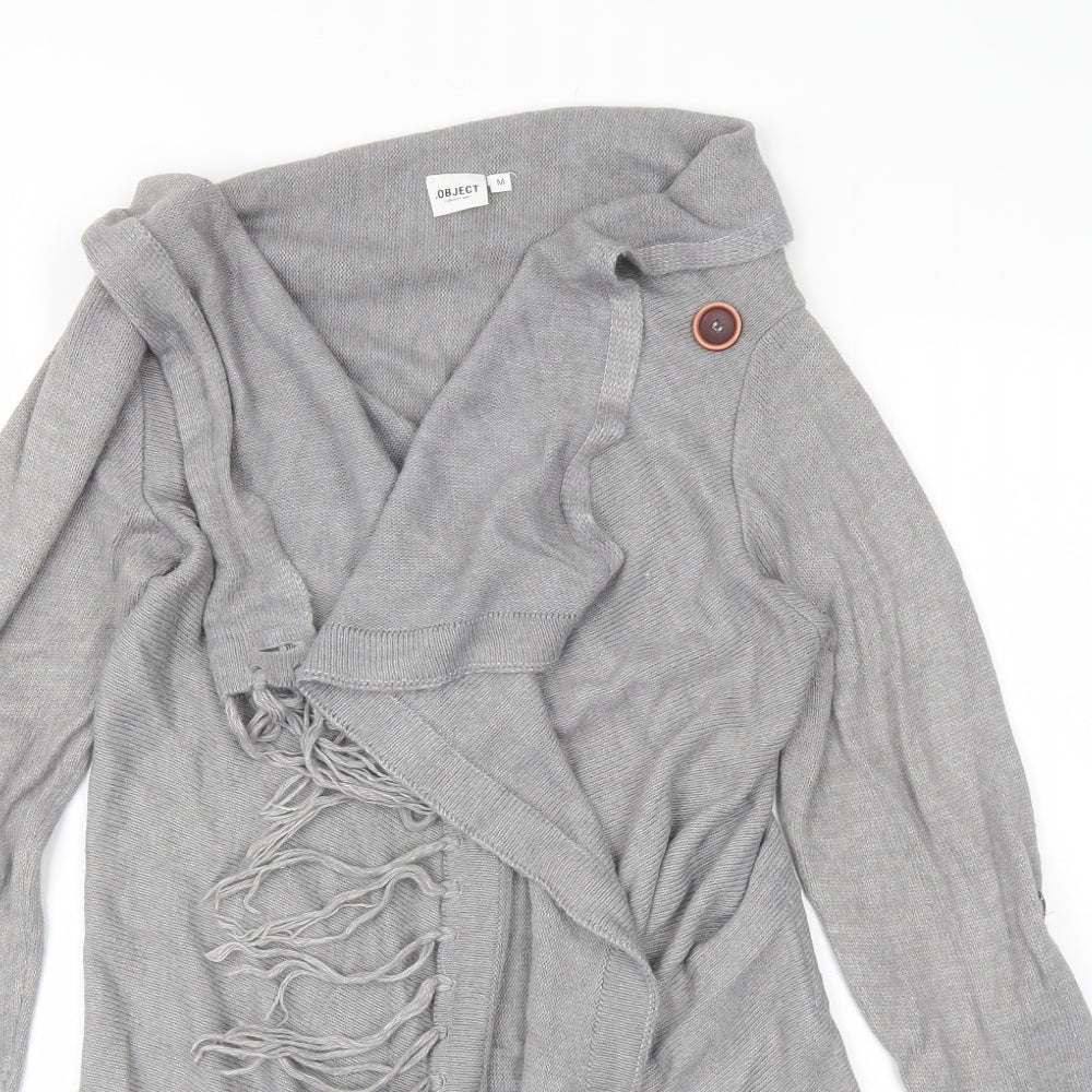 Object Womens Grey Collared  Acrylic Cardigan Jumper Size M
