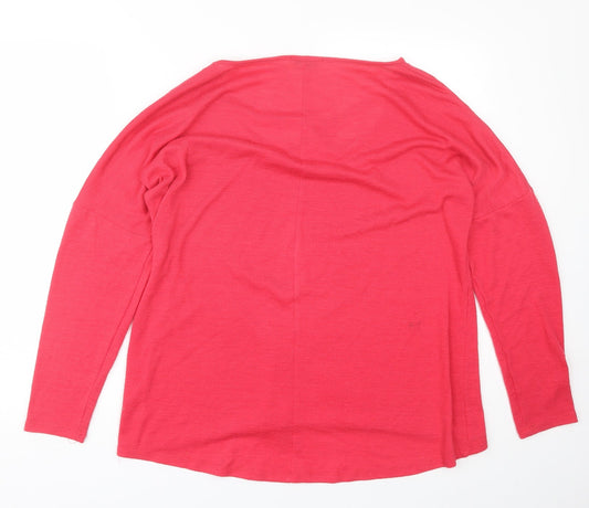 Papaya Womens Pink Scoop Neck  Polyester Pullover Jumper Size 12