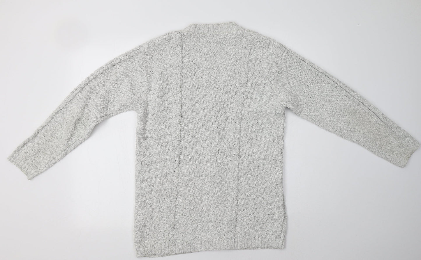 Jumper Womens Grey V-Neck  Cotton Cardigan Jumper Size S