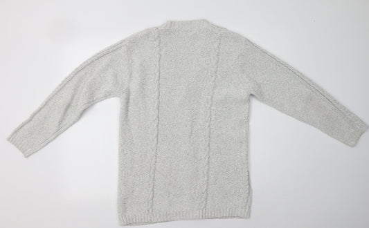 Jumper Womens Grey V-Neck  Cotton Cardigan Jumper Size S