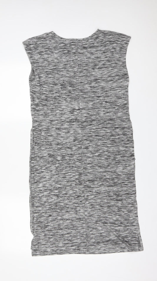 M&S Womens Grey  Viscose Basic T-Shirt Size 12 Round Neck