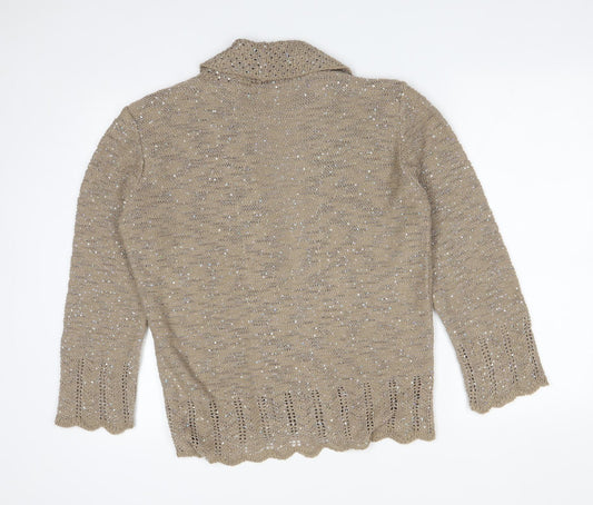 Envy Womens Beige   Acrylic Cardigan Jumper Size L