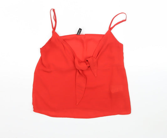 H&M Womens Red  Polyester Basic Tank Size 6 V-Neck