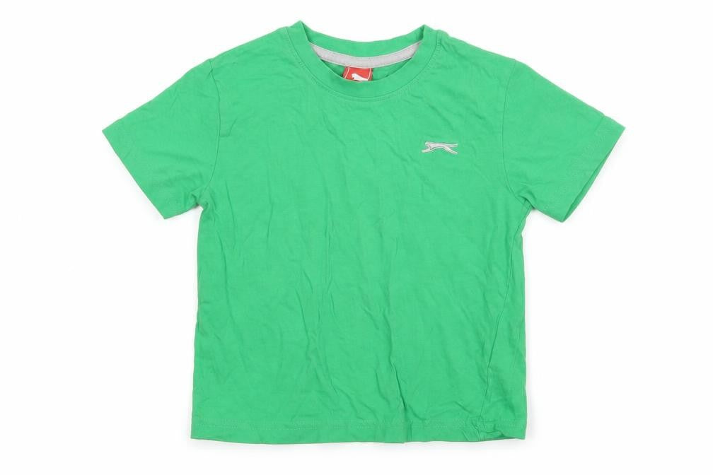 Slazanger  Boys Green  Cotton Basic T-Shirt Size 3-4 Years Round Neck