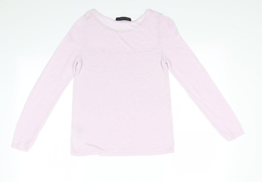 Marks and Spencer Womens Pink Round Neck  Viscose Pullover Jumper Size 8   - Pale pink