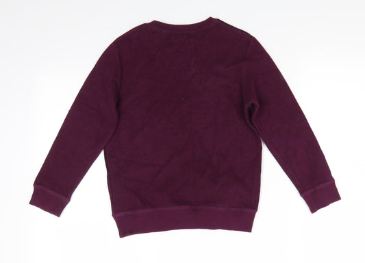 NEXT Girls Purple Round Neck Check Cotton Pullover Jumper Size 6 Years   - Deep purple