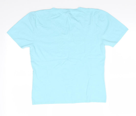 Artigiano Womens Blue V-Neck  Viscose Pullover Jumper Size 16   - Turquoise