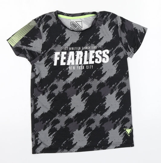 Matalan Boys Grey Camouflage Polyester Basic T-Shirt Size 9 Years Round Neck