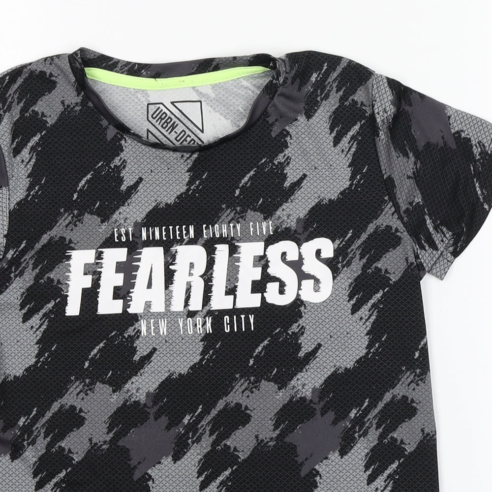 Matalan Boys Grey Camouflage Polyester Basic T-Shirt Size 9 Years Round Neck