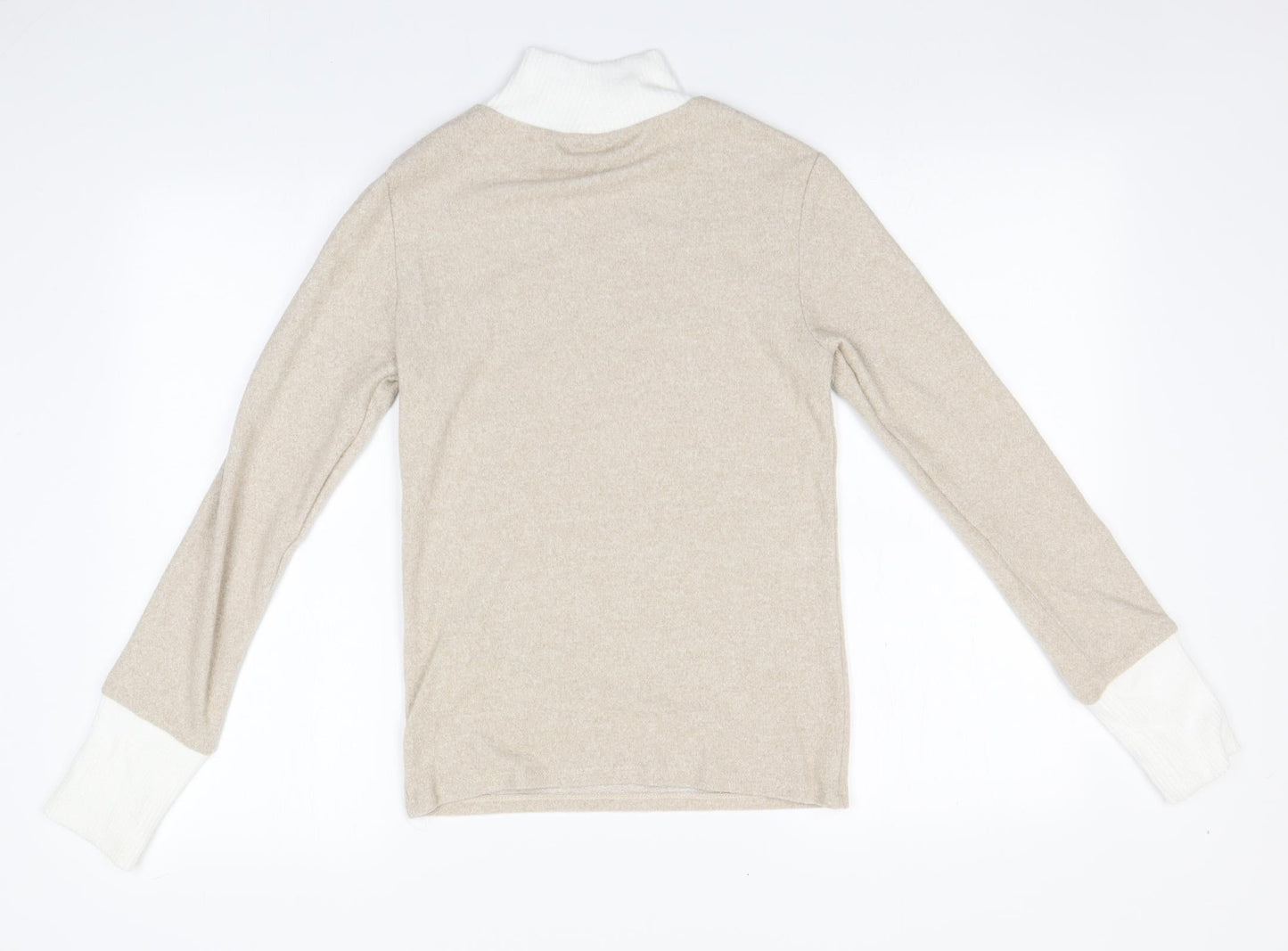 Stradivarius Womens Beige Round Neck  Viscose Pullover Jumper Size S