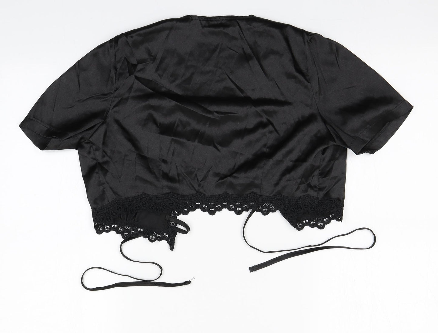 Preworn Womens Black Round Neck  Polyester Cardigan Jumper Size S
