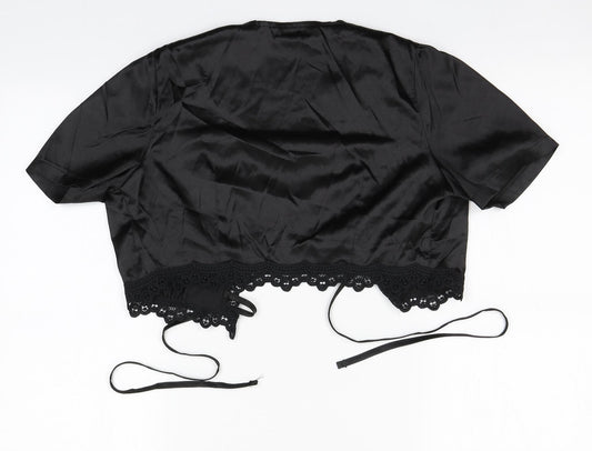 Preworn Womens Black Round Neck  Polyester Cardigan Jumper Size S